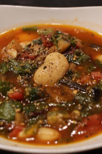 Eggplant soup with Royal Corona Beans.