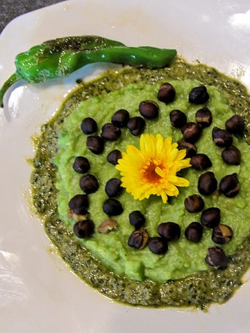 Ceci neri with fava bean puree.