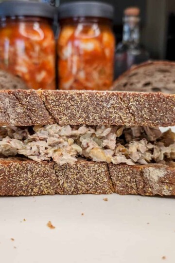 A jackfruit, chickpea, artichoke spread.