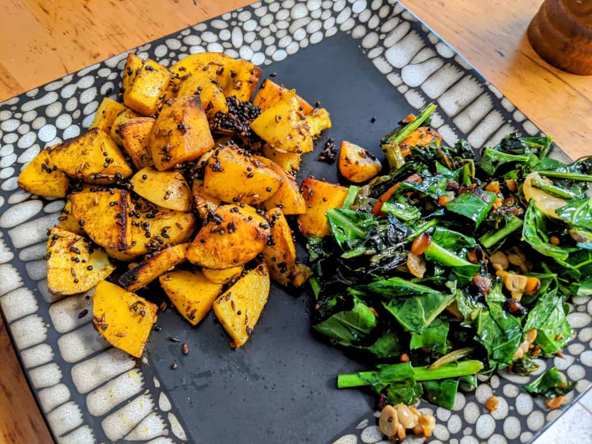 Spiced Potatoes with Greens