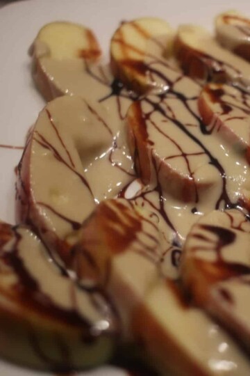Apples, tahini, date syrup