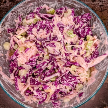 Cabbage and sauerkraut slaw.