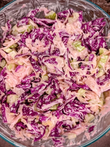 Cabbage and sauerkraut slaw.