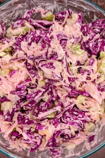 Cabbage and sauerkraut slaw.