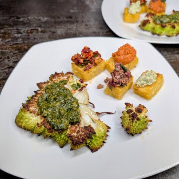 chermoula sauce on romanesco