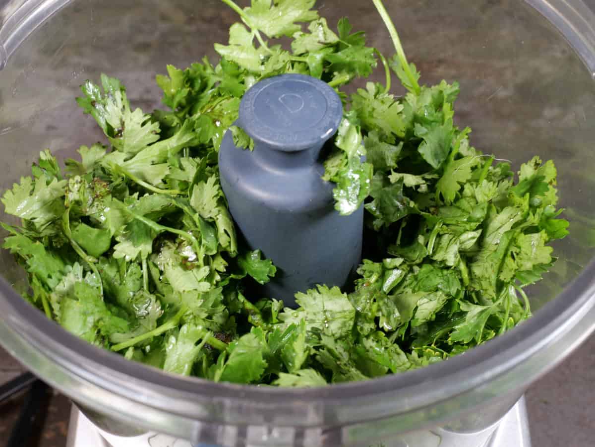 greens in food processor