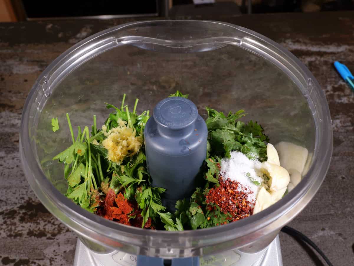 all ingredients but oil in food processor