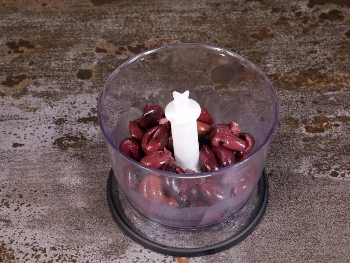 whole olives in the food processor