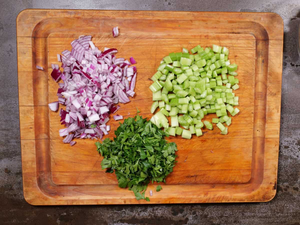 all the veggies chopped