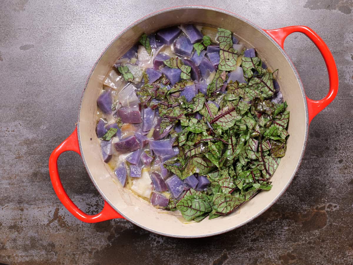 the sorrel added to the pot