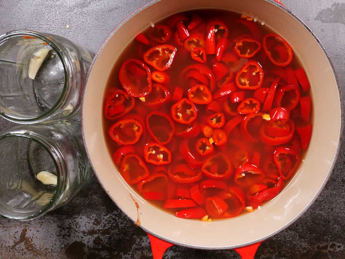 peppers in the brine after 10 minutes