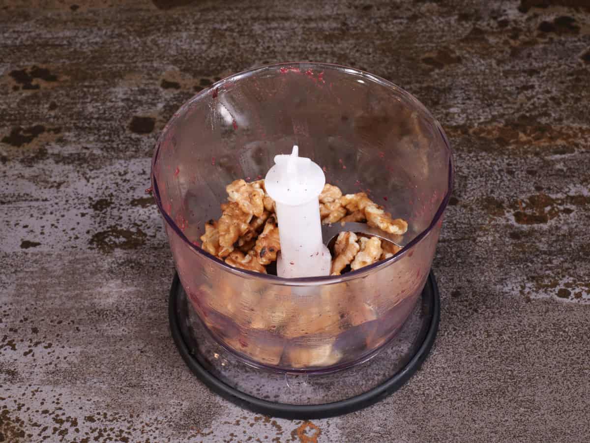 toasted walnuts in food processor
