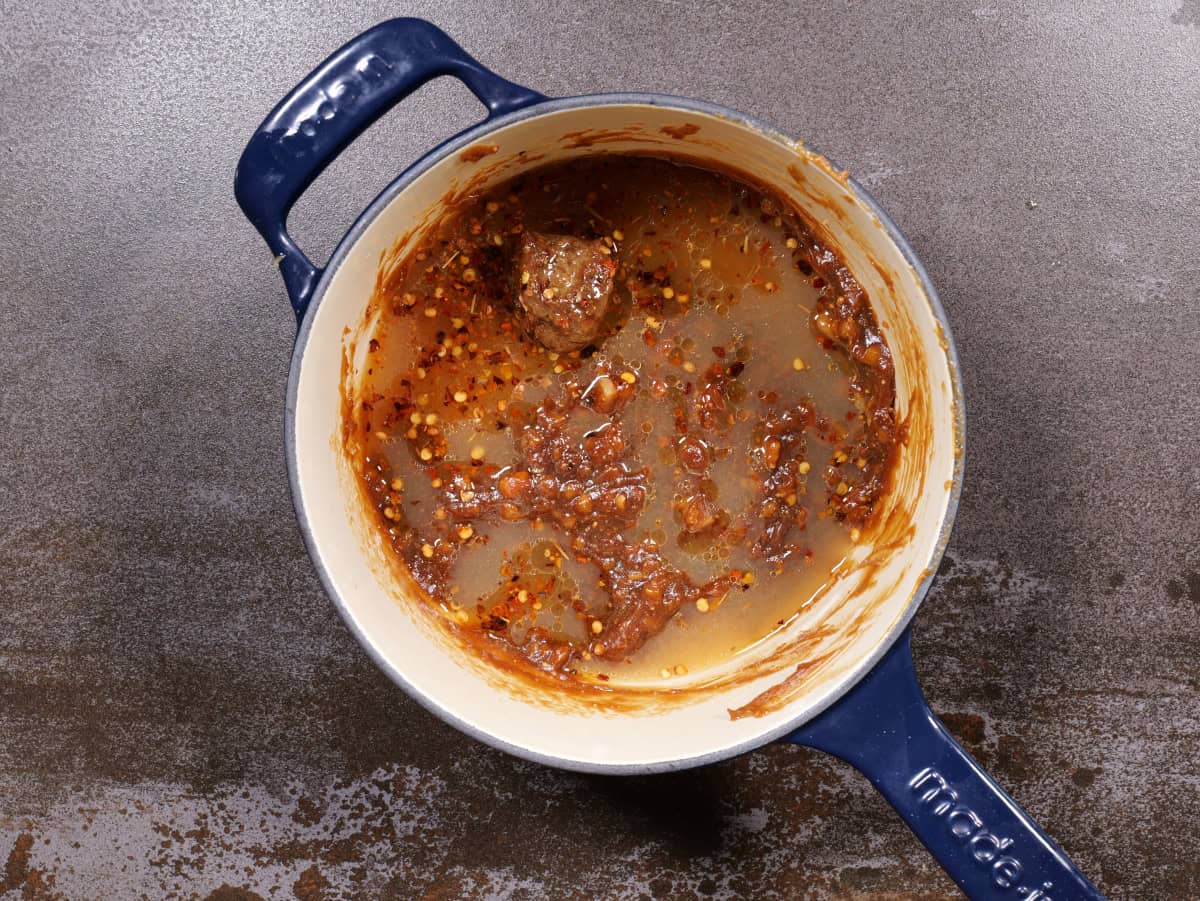 the rest of the ingredients added to the cooled sauce