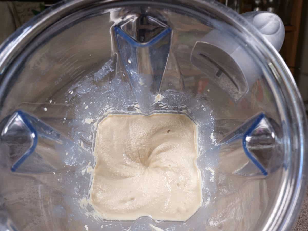 the final sesame paste in a blender from above