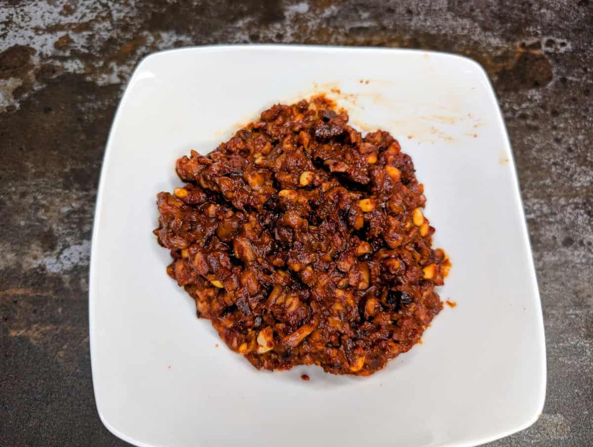 Yak gochujang sauce on a plate